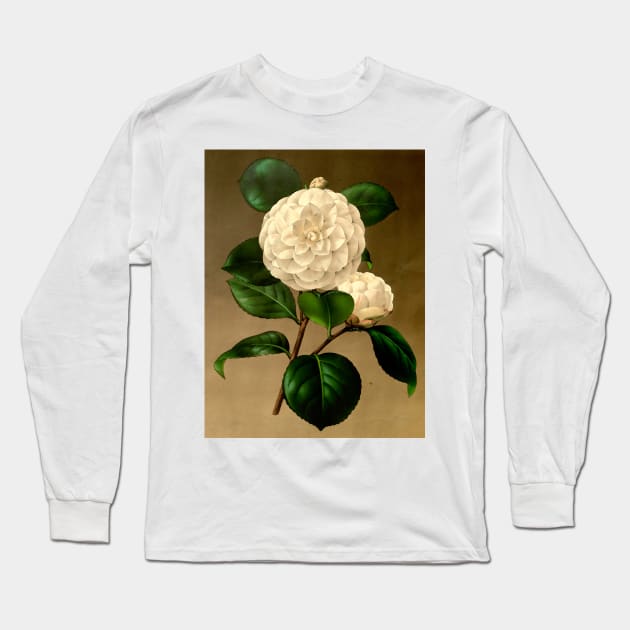 White flower on a brown background. Long Sleeve T-Shirt by Marccelus